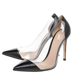 Pre Owned Gianvito Rossi Black Leather And PVC Plexi Pumps Size 38
