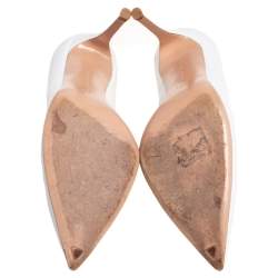 Pre Owned Gianvito Rossi White Leather Pointed Toe Pumps Size 37