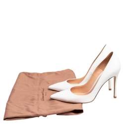 Pre Owned Gianvito Rossi White Leather Pointed Toe Pumps Size 37