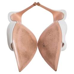 Pre Owned Gianvito Rossi White Leather Alise Mules Size 38