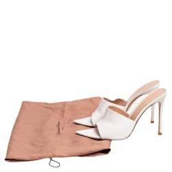 Pre Owned Gianvito Rossi White Leather Alise Mules Size 38