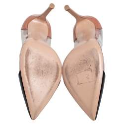 Pre Owned Gianvito Rossi Black/Beige Patent Leather And PVC Plexi Pointed Toe Pumps Size 36