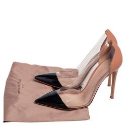 Pre Owned Gianvito Rossi Black/Beige Patent Leather And PVC Plexi Pointed Toe Pumps Size 36