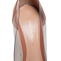 Pre Owned Gianvito Rossi Black/Beige Patent Leather And PVC Plexi Pointed Toe Pumps Size 36