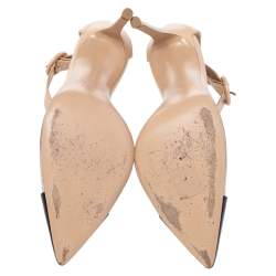 Pre Owned Gianvito Rossi Black/Beige Leather And PVC Pointed Toe Ankle Cuff Pumps Size 39.5