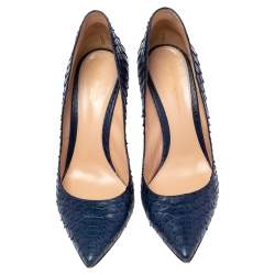 Pre Owned Gianvito Rossi Blue Python Gianvito Pointed Toe Pumps Size 39.5