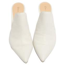 Pre Owned Gianvito Rossi White Leather Aramis Mules Size 36