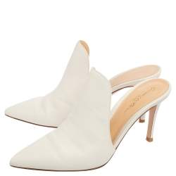 Pre Owned Gianvito Rossi White Leather Aramis Mules Size 36