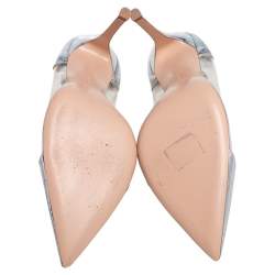 Pre Owned Gianvito Rossi Silver Croc Embossed Patent Leather And PVC Plexi  Pumps Size 37