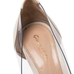 Pre Owned Gianvito Rossi White/Cream Fabric And PVC Plexi Pumps Size 37.5