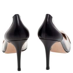 Pre Owned Gianvito Rossi Gold/Black Patent Leather And PVC Plexi Pointed Toe Pumps Size 40