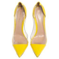 Pre Owned Gianvito Rossi Yellow Patent Leather And PVC Plexi Pumps Size 39