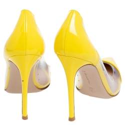 Pre Owned Gianvito Rossi Yellow Patent Leather And PVC Plexi Pumps Size 39