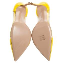 Pre Owned Gianvito Rossi Yellow Patent Leather And PVC Plexi Pumps Size 39