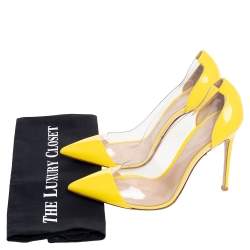 Pre Owned Gianvito Rossi Yellow Patent Leather And PVC Plexi Pumps Size 39