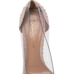 Pre Owned Gianvito Rossi Cream Python Leather And PVC Plexi Pumps Size 36