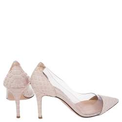 Pre Owned Gianvito Rossi Cream Python Leather And PVC Plexi Pumps Size 36