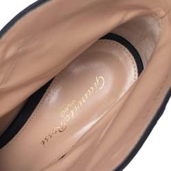 Pre Owned Gianvito Rossi Black Floral Embroidered Velvet Empress Ankle Booties Size 38