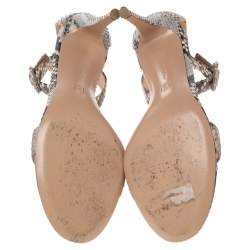 Pre Owned Gianvito Rossi Grey/Black Python Portofino Ankle Strap Sandals Size 38