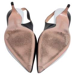 Pre Owned Gianvito Rossi Black/White Leather Slingback Pointed Toe Pumps Size 40