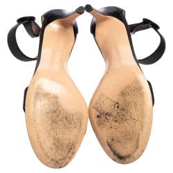 Pre Owned Gianvito Rossi Black Leather Portofino Ankle Strap Sandals Size 38