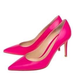 Pre Owned Gianvito Rossi Pink Leather Pointed Toe Pumps Size 41