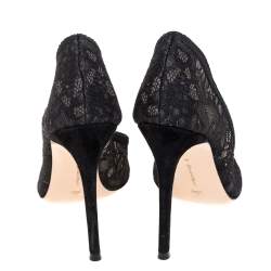 Pre Owned Gianvito Rossi Black Lace And Net Pumps Size 41
