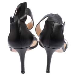 Pre Owned Gianvito Rossi Black Leather and PVC Portofino Ankle Strap Sandals Size 38