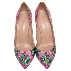 Pre Owned Gianvito Rossi Multicolor Floral Printed Fabric Lisa Ponker Pumps Size 39.5