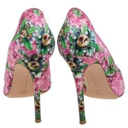 Pre Owned Gianvito Rossi Multicolor Floral Printed Fabric Lisa Ponker Pumps Size 39.5