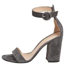 Pre Owned Gianvito Rossi Grey Suede Ankle Strap Sandals Size 39.5