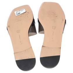 Pre Owned Gianvito Rossi Black PVC and Patent Leather Gemini Slide Flats Size 41