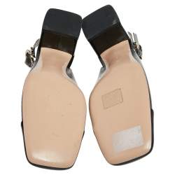 Pre Owned Gianvito Rossi Black PVC and Patent Leather Square Toe Slingback Sandals Size 41