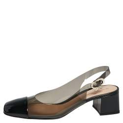 Pre Owned Gianvito Rossi Black PVC and Patent Leather Square Toe Slingback Sandals Size 41