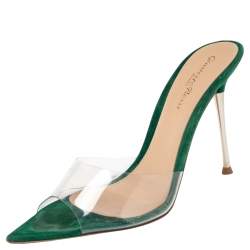 Pre Owned Gianvito Rossi Green PVC Elle Mule Sandals Size 36.5