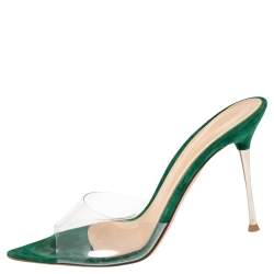 Pre Owned Gianvito Rossi Green PVC Elle Mule Sandals Size 36.5