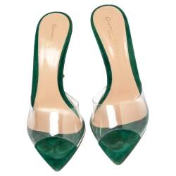 Pre Owned Gianvito Rossi Green PVC Elle Mule Sandals Size 36.5