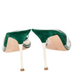 Pre Owned Gianvito Rossi Green PVC Elle Mule Sandals Size 36.5
