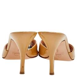 Pre Owned Gianvito Rossi Beige/Black Patent Leather Sandals Size 37.5