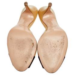 Pre Owned Gianvito Rossi Beige/Black Patent Leather Sandals Size 37.5