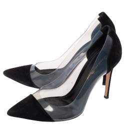 Pre Owned Gianvito Rossi  Black Suede, PVC Plexi  Pumps Size 37
