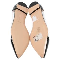 Pre Owned Gianvito Rossi Black Patent Leather And PVC Plexi Flats Size 37.5