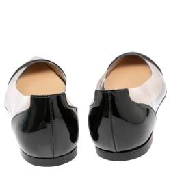 Pre Owned Gianvito Rossi Black Patent Leather And PVC Plexi Flats Size 37.5