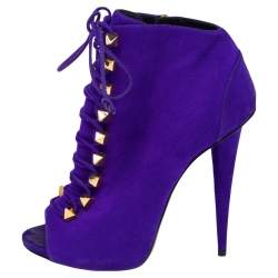 Giuseppe Zanotti Purple Suede  Ankle Boots Size 38