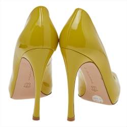 Pre Owned Gianvito Rossi Mustard Patent Leather Peep Toe Pumps Size 36