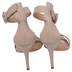 Pre Owned Gianvito Rossi Beige Leather Portofino Ankle Strap Sandals Size 36.5