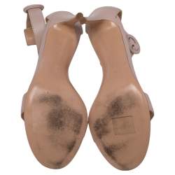 Pre Owned Gianvito Rossi Beige Leather Portofino Ankle Strap Sandals Size 36.5