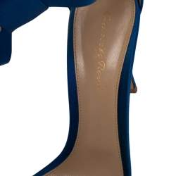Pre Owned Gianvito Rossi Blue Satin Ankle Wrap Open Toe Sandals Size 40
