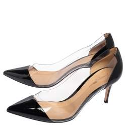 Pre Owned Gianvito Rossi  Black Patent Leather And PVC Plexi  Pumps Size 40