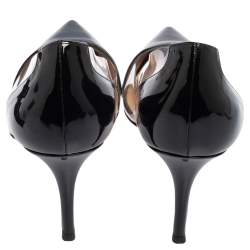 Pre Owned Gianvito Rossi  Black Patent Leather And PVC Plexi  Pumps Size 40